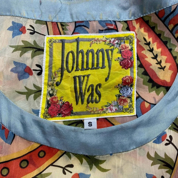 Johnny Was Mistic Paneled & Printed Tunic Top Yellow Floral Size US Small - Picture 10 of 11